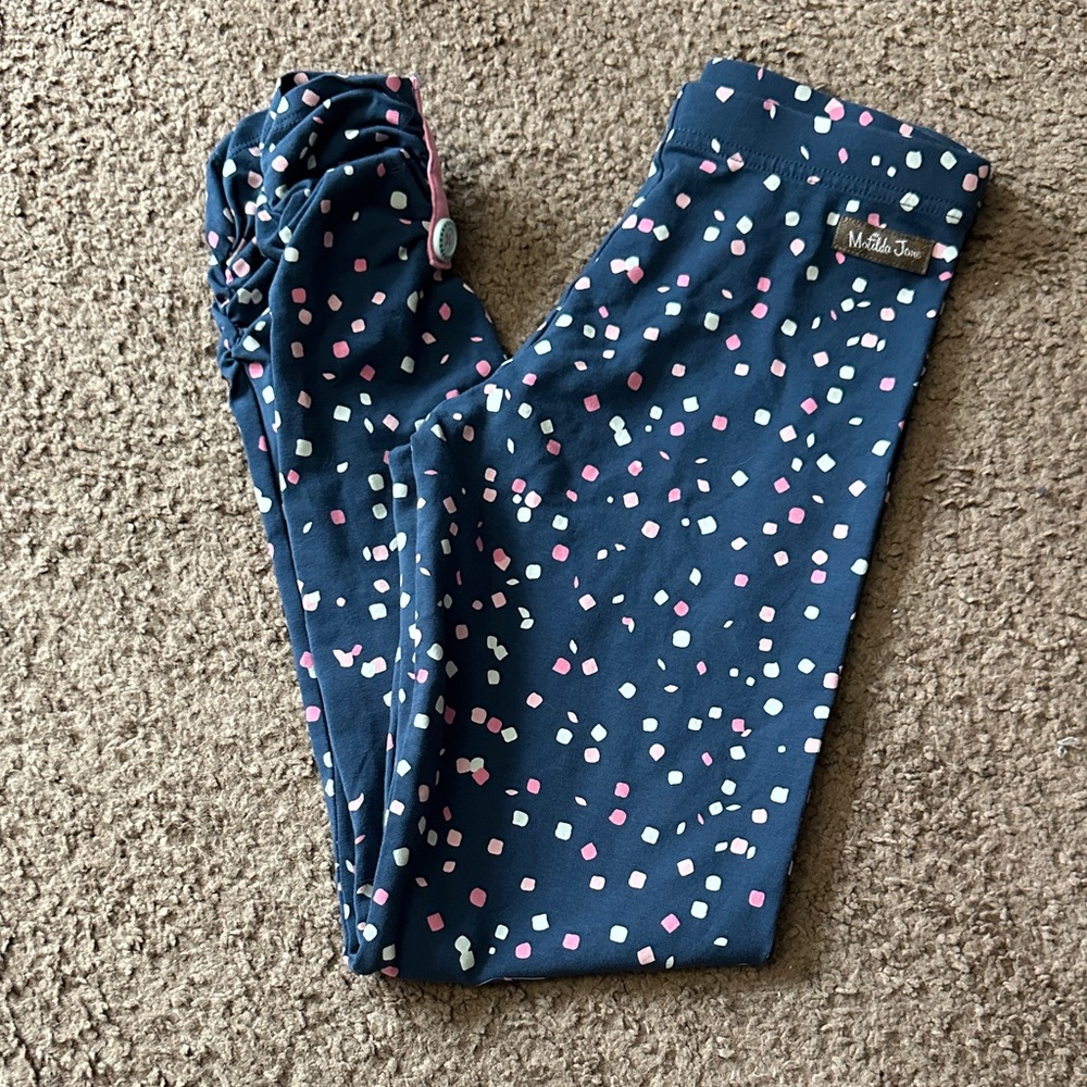 Matilda Jane Blue Leggings with Pink and White Dots
